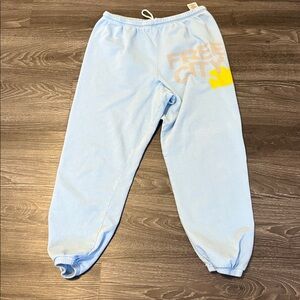 Freecity Light Blue Joggers with Yellow Accent- size L
